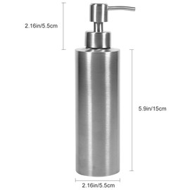 350ml Stainless Steel Hand Soap Dispenser Bathroom,Liquid Soap Pump Dispenser Countertop Lotion Dispenser for Kitchen or Bathroom Shampoo Box Soap Container (Cylinder Shape)
