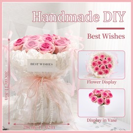 JUAYING Crochet Kit for Beginners Adults, Pink Roses Bouquet Beginner Crochet Kit, Crochet Starter Kit with Step-by-Step Instructions and Video Tutorials, Knitting Kit for DIY Craft Crochet Flower