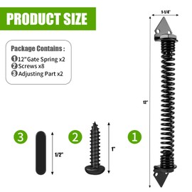 Gate Spring Self Closing, Heavy Duty Automatic Gate Closure Door Springs to Close Door for Wooden and Vinyl Fence, 2Pcs