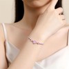Pink Crystal Cherry Blossom Flower Chain Link Bracelet for Women