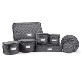 Covermates Keepsakes - Dish Storage Set - Padded Protection - ID Window - Stain Resistant - Machine Washable - China Storage, Slate