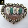 Green emerald nail tips - Short ballerina / 녹색빛에메랄드 네일팁