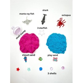 Creative Mind Ocean Themed Sensory Mini Kit with Two Types of Play Sand, Ocean Animals Accessories - Toddler Activities and Sensory Bin Fillers