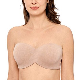 Delimira Brasier Sujetador Strapless Invisible sin Tirantes para Mujer con Varillas Soporte de Talla Grande Brezo de Avena 34C