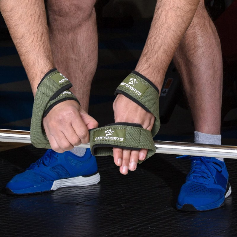 AQF Figure 8 Padded Lifting Straps Strength Training, Bodybuilding Weights