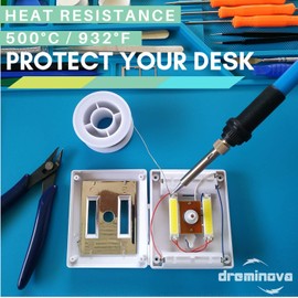 DREMINOVA Professional Large soldering Mat (55x35cm) Repair Silicone Magnetic Work Mat For Electronics, Computer, Cell Phone DIY, Welding Heat Resistant Anti-Static Repair Mat For Solder Iron Station