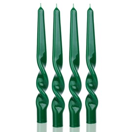 MAITREYA Christmas Dark Green Spiral Taper Candles-Set of 4 for Decoration Weddings Party Church-Unscented Dripless Candles,10inch(Dark Green-B)