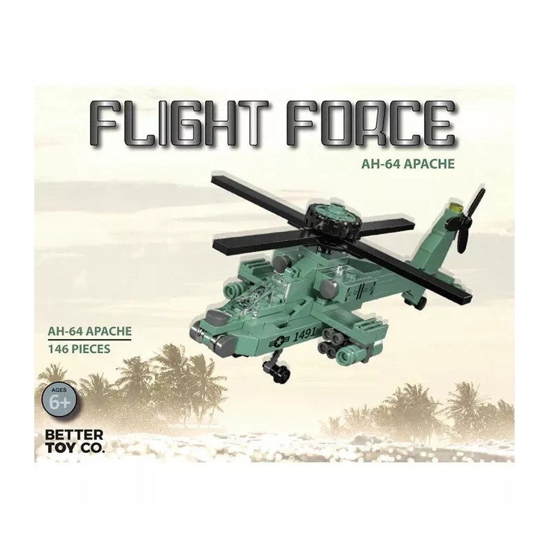 FLIGHT FORCE AH-64 APACHE HELICOPTER BUILDING BRICK KIT (146 PCS)