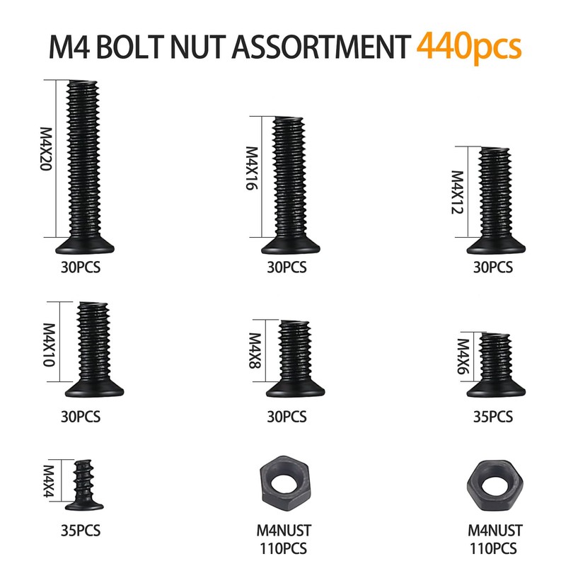 M4 Laptop Computer Screws, 440 Pcs Countersunk Head Flat Head