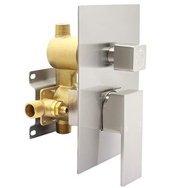 Drettyer Brushed Nickel Solid Brass 3 Way Outlet Function Shower Diverter Valve Pressure Balancing Mixer Shower Valve Kit Replacement