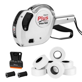 Perco Plus 1-Line Price Marking Gun with Labels Kit - Includes 1-Line 8-Character Band Price Labeler Gun, 9,000 Blank White Labels, a Label Scraper, and an Extra Inker- Same Band as Monarch 1131-01