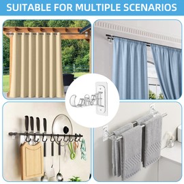 12 Pack Double Curtain Rod Bracket, No Drill Adhesive Curtain Rods Holder, No Screw Stick on Double Brackets Curtain Hangers Hooks for Home, Apartment, Dorm, Renter