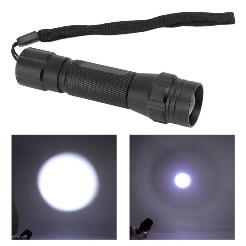 LED Flashlight White Light Battery Powered Aluminium Alloy Retractable Zoom