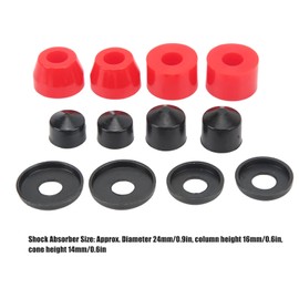 Jenngaoo Skateboard Bushings Set, 12 Accessories, PU Cushioning, 90A Skateboard Replacement Bushings for 4 Wheel Skateboard, Double Rocker (Red)