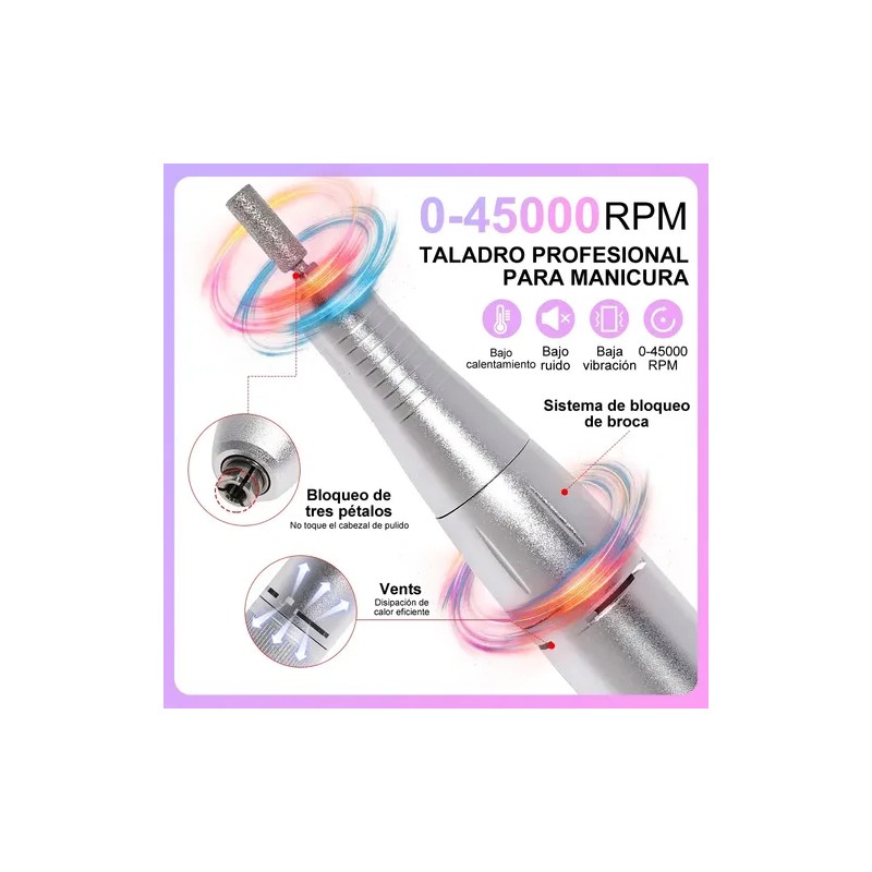 Máquina Perforadora de Uñas Eléctrica Portátil de 45000 Rpm Color