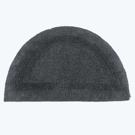 HOMESCAPES Half Round Bath Mat, Luxury 1600gsm Extra Soft 100% Cotton, Reversible Bathroom Mats Non-Slip, Washable, Super Absorbent, Quick-Dry, Grey Semi Circle Bathroom Rug, 50 x 80 cm