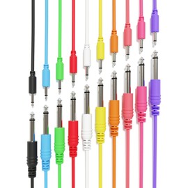 ExcelValley - Mono Patch Cables - TS 3.5mm 1/8" to 6.35mm 1/4" [10-Pack | 10 cm - 3.94"]