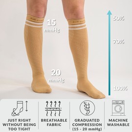 360 RELIEF 360 RELIEF 3 Pairs Compression Socks for Women Men, 15-20 mmHg Supports Blood Circulation, Travel Flight Socks, Varicose Veins, Pregnancy Stockings XXL, Black with 2 Blue lines + Laundry Bag