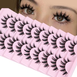 Doll Lashes Manga Eyelashes Cosplay False Eyelashes Thick Anime Fake Eyelashes Natural Wispy Fake Lashes Dark Spiky Eyelashes 9 Pairs Manhua Lashes for Photo Shoots