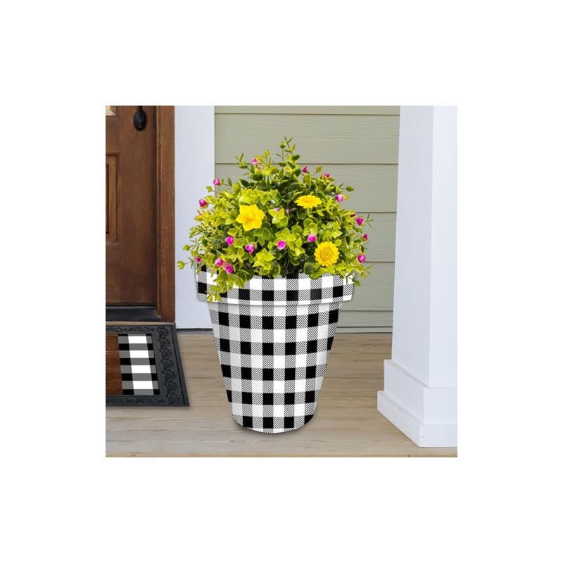 Briarwood Lane Black and White Buffalo Check Large Planter