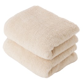 Muco Towel Organic Face Towel, Medium Thick, Senshu Towel, Made in Japan, Made in Japan, 100% Organic Cotton, Skin-friendly Baby Set of 2 in Same Color, Beige