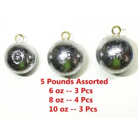 Enfishing 5 LB Cannonball Weights Fishing Sinkers - assorted weights - select  - 5 LB - 6oz \ 8oz \ 10oz