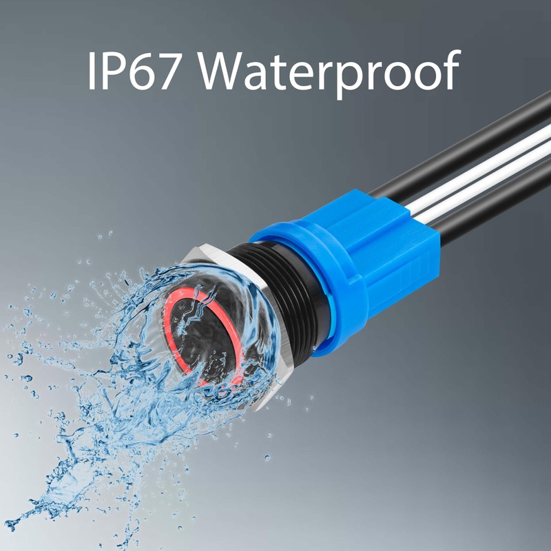 KWONONG LED Latching Push Button Switch, Aluminum Alloy, IP67 Waterproof