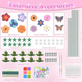 Bastelset Kinder ab 6-4-5 Jahre, Basteln Mädchen 7 8 9 10 Jahre, Geschenke für Mädchen Spielzeug Bastelkoffer Blumenstrauß mit Pailletten Kreativ Set für Kindergeburtstag Geburtztag Muttertag Geschenk