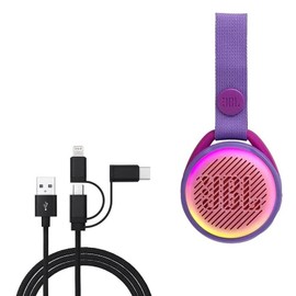 BoxWave Cable Compatible with JBL JR Pop - AllCharge 3-in-1 Cable - Jet Black