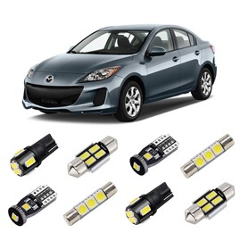 BRISHINE White Interior LED Lights Kit for Mazda 3 Sedan 2010 2011 2012 2013 Super Bright 6000K LED Interior Light Bulbs Package + License Plate Lights and Install Tool