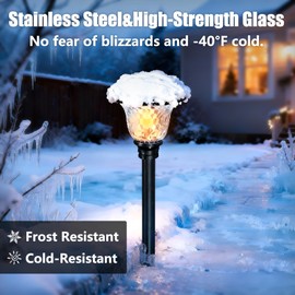 Beau Jardin 8 Pack Solar Pathway Lights Outdoor Solar Powered Light Christmas Gift Waterproof Glass High Lumen for Garden Landscape Path Yard Walkway Patio Driveway Outside White Color Changing Black