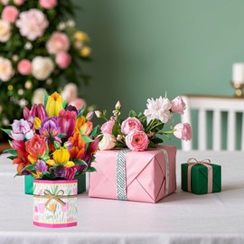 YIHUANYIFA Paper Flower Pop Up Cards 8.6 Inch 3D Greeting Cards for Mother's Day Home Decor, with Envelope and Note for Women Mom Wife (Color 3)