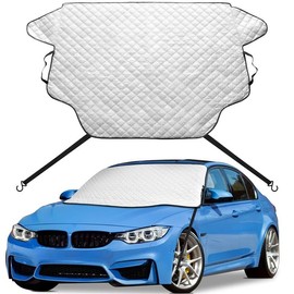 EcoNour Car Windshield Cover for Ice & Snow | Thick Heavy Duty PEVA Snow Cover with Elastic S-Hook | Windshield Protection for SUVs, Hatchbacks & Coupes | Winter Car Accessories | Medium (69"x48")