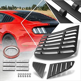 Rear + Side Window Louver Sun Shade Cover Compatible with 15-18 Ford Mustang Coupe (Black)