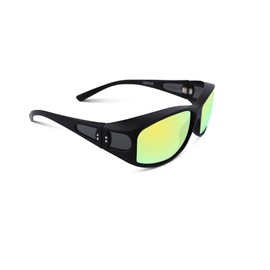 LILONGAD Face Shadow Polarized Sunglasses Fit Over Glasses for Women Men -Prevent eye damage ultraviolet rays, Anti-glare- UV Protection Lightweight - Matt Black/Yellow REVO