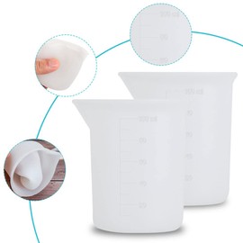 JOONOR 4PCS Silicone Measuring Cups with Scale,Nonstick Reusable Silicone Mixing Cups 100ml Durable Easy Clean for Epoxy Resin, Casting Molds, Stain Jewelry Making, Waxing, DIY Art Craft