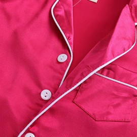 KISBINI Toddler Girls Satin Pajamas Button-Down Silk Short Sleeve Pajamas for Toddler Girls 2 Pieces Sleepwear PJS Set for Kids(Hot Pink, 4-5 Years)