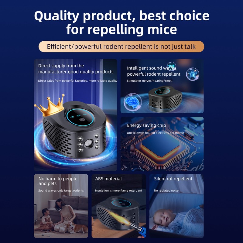 Ultrasonic Rodent Deterrent 4 in 1 25KHz-65KHz 10dB Noise Indoor