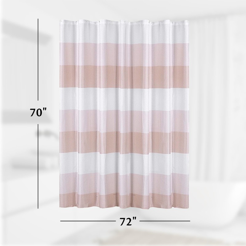 Dainty Home Ombre Waffle Weave Shower Curtain (Blush with 12