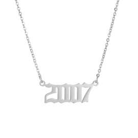 AFSTALR Birth Year Necklace Women Birthday Gifts Charm Friendship Jewellry for Girls Birthday Year Number 2007 Silver