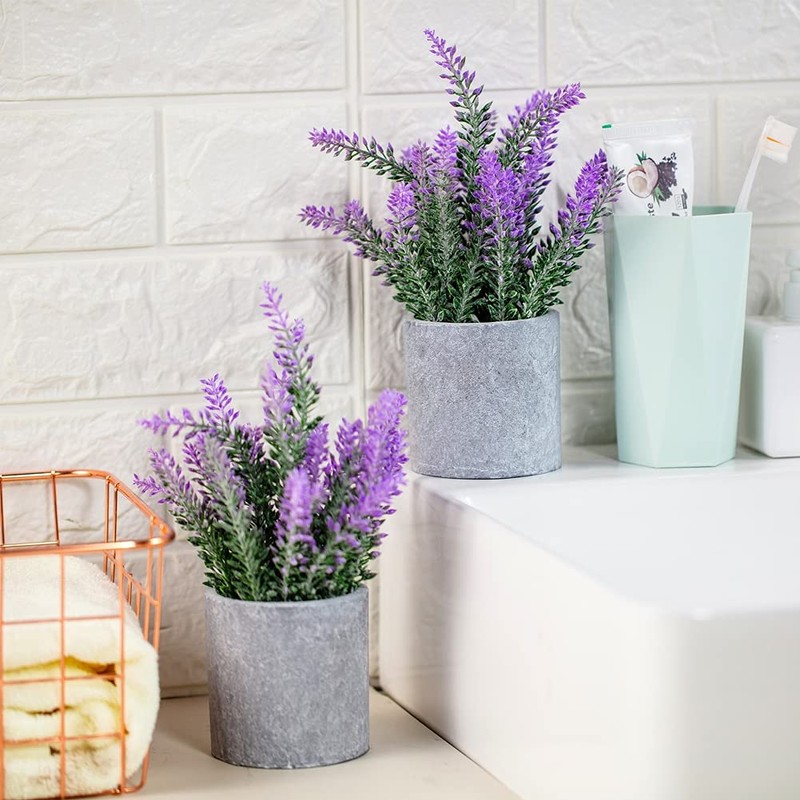 CADNLY Pianta di lavanda artificiale in vaso, fiori di lavanda