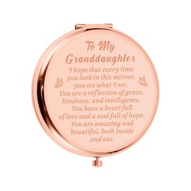 Inspirational Granddaughter Gifts from Grandma Grandpa Valentines Gift for Granddaughter Teen Girls Granddaughter 16th 18th Birthday Gifts from Grandmom To My Granddaughter Makeup Compact Mirror