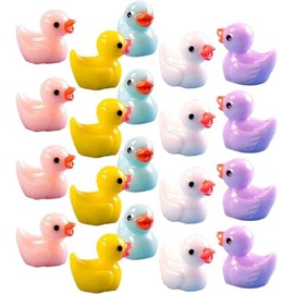 BWESOO 20Pcs Random Color Miniature Ducks Tiny Ducks Miniature Figures Ornament Vivid for Desktop, Dollhouse Accessories, Mini Ducks