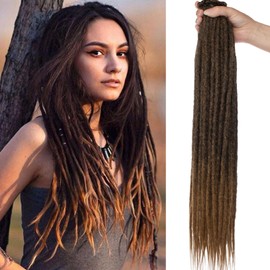 Samtress 24 Inch 40 Strands Synthetic Dreadlock Extensions Ombre Blonde Handmade Reggae Style Crochet Hair 0.6 cm Width SE Hippie Dreadlock Soft Dreads Hair Extensions (#T27)