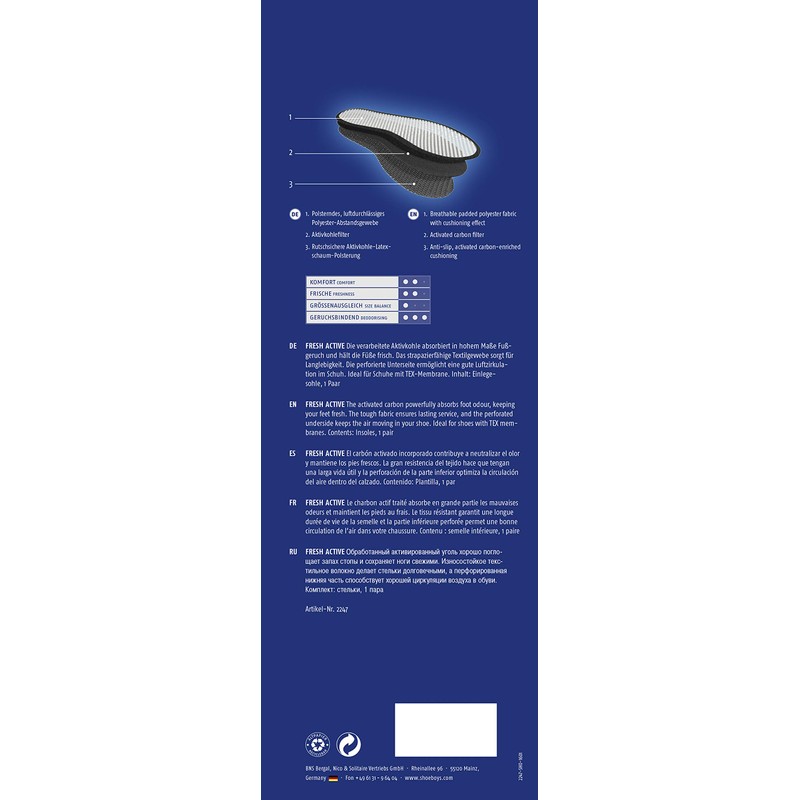 Shoeboy's Fresh Active - Moisture Binding and Odour Neutralising Insole