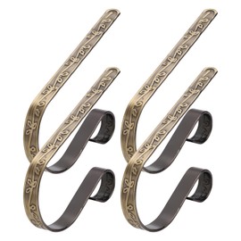 PEUTIER 4pcs Christmas Stocking Holders, Anti-Slip Xmas Stocking Hangers Adjustable Stocking Hook for Fireplace Mantel Christmas Stocking Decoration (Bronze)
