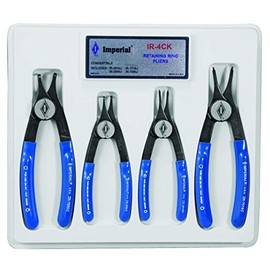 Imperial Tool IR4CK 4 Piece Cam-Lock Fixed Tip Convertible Retaining Ring Plier Kit for 1/4" to 2" Rings