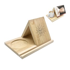 Yuzeeming Triangle Book Holder Wooden, Bookmark with Cup Holder Book Reading Page Bookshelf Table Decor for Bedroom Night Stand Desk Library Rest Bookcase Easter Sunday Book Lovers Gifts