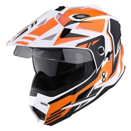 1Storm Youth Kids Dual Sport Dual Visor Motorcycle Motocross Off Road Full Face Helmet: HF802Youth Storm Orange
