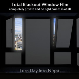 Blackout Window Films, White Sides 100% Light Blocking Window Cover for Bedroom Nursery Day Sleeping, Opaque Static Cling Privacy Film, Non Adhesive Thermal Insulated Window Treatment, 118"x17.7"